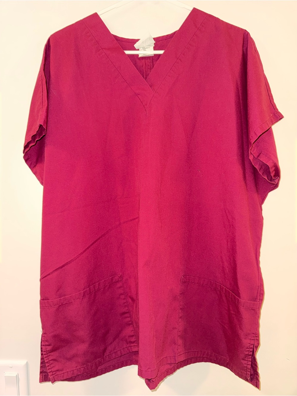 Women’s V-Neck Medical Scrub Top in Berry Pink
